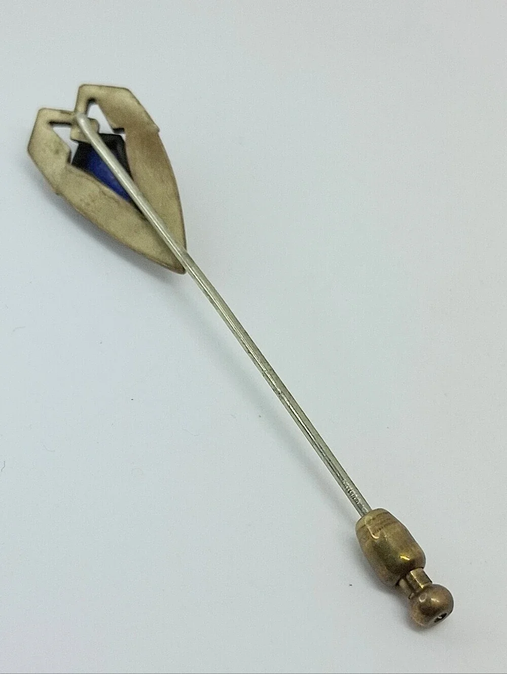 * Vintage Antique Blue Stone Art Deco Unsigned Stick Pin Brooch